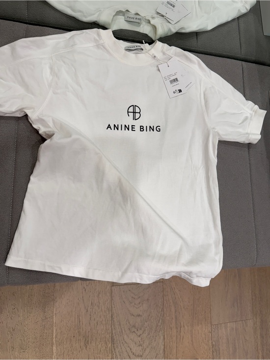 Anine Bing Tops - Anine Bing White Tee with Black Logo